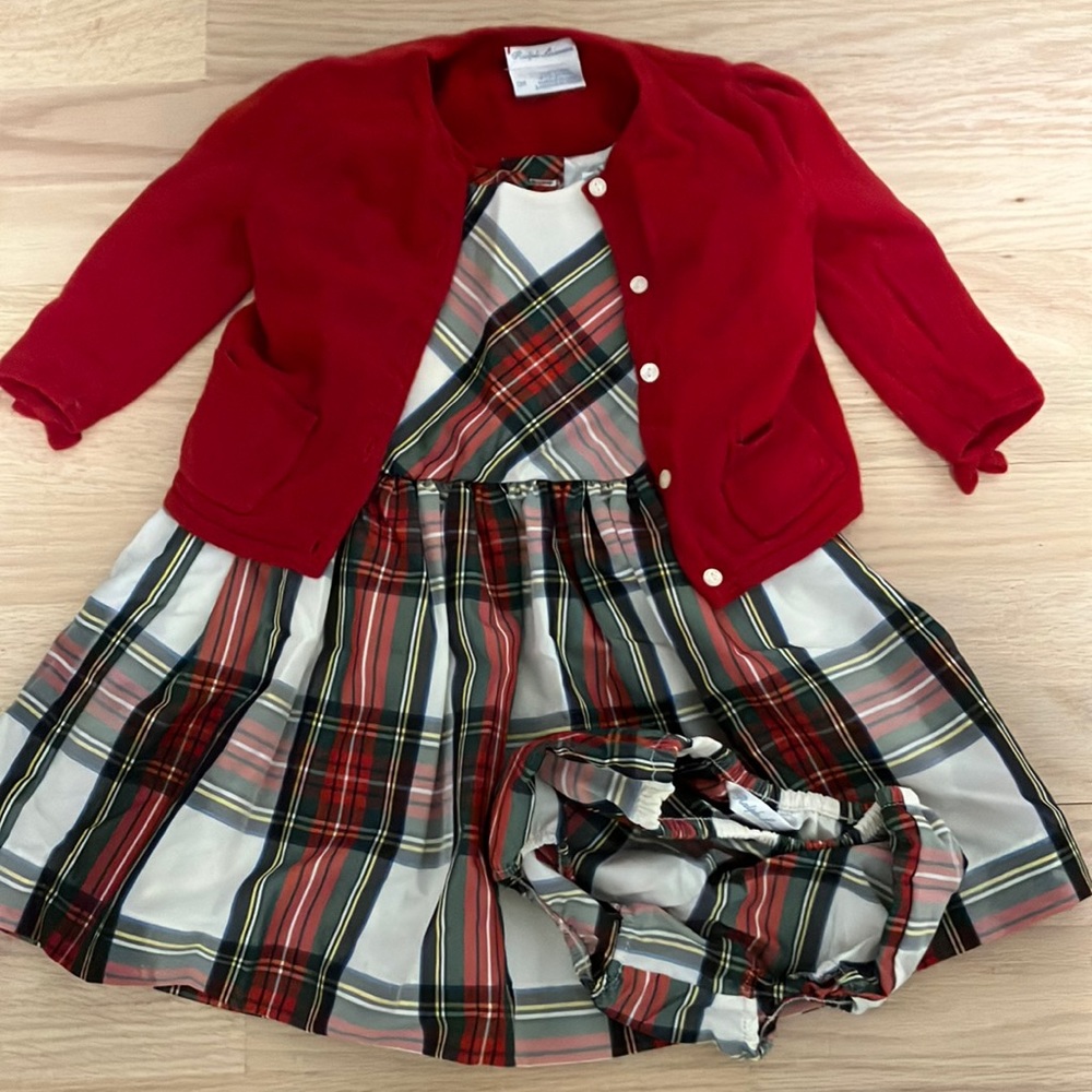 Ralph Lauren tartan baby holiday dress cardigan set 12m